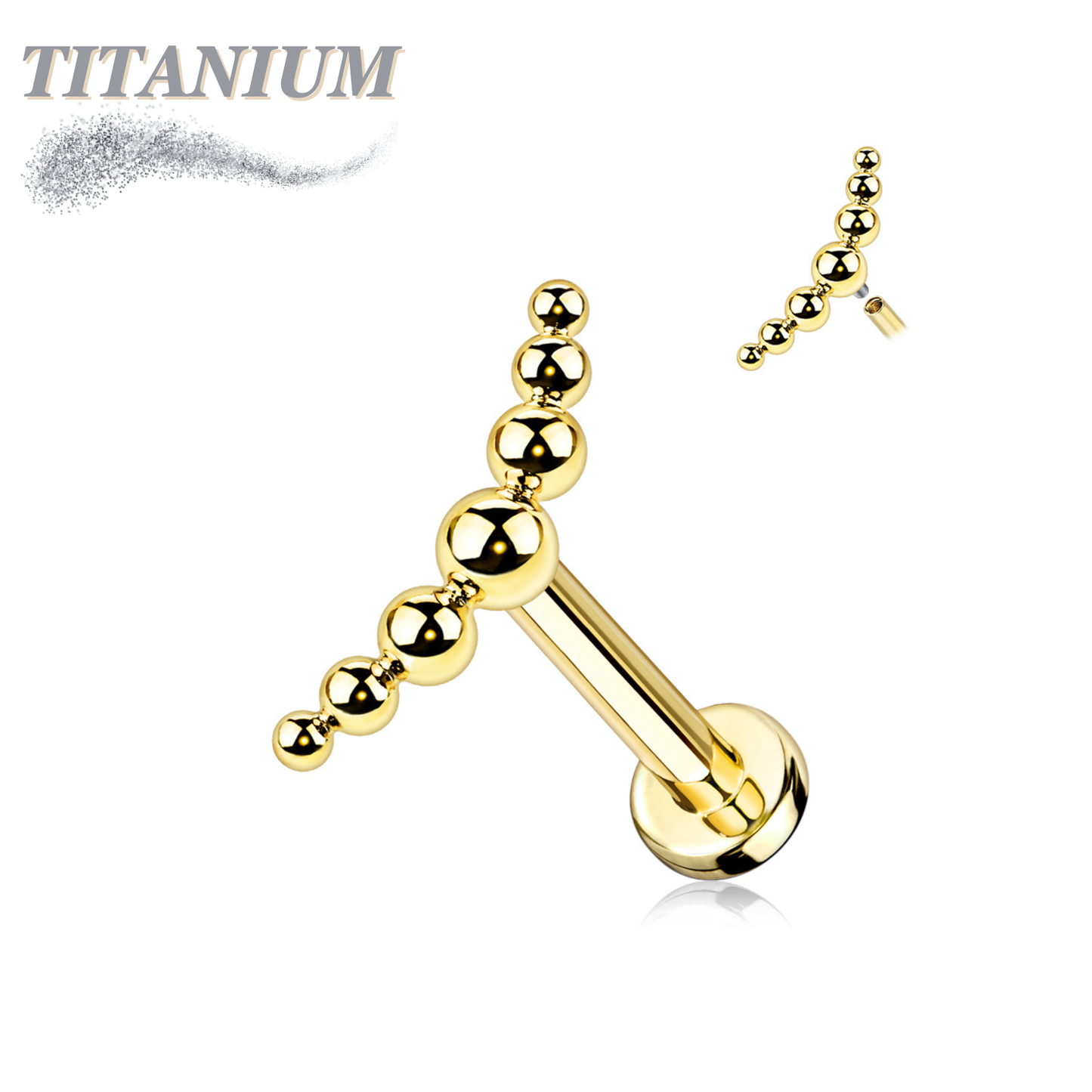 Titanium Internal Thread 7 Ball Curved Labret