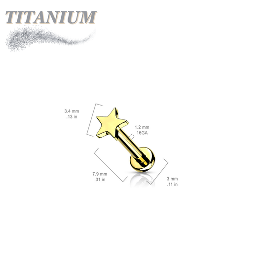 Titanium Internally Threaded Star Top Labret