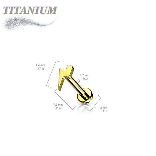 Titanium Internally Threaded Lightening Bolt Labret