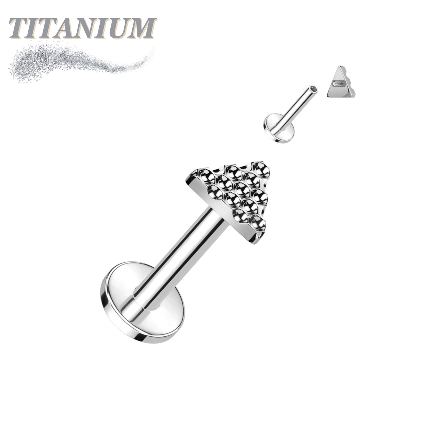Titanium Internally Threaded Pinhole Pattern Triangle Labret