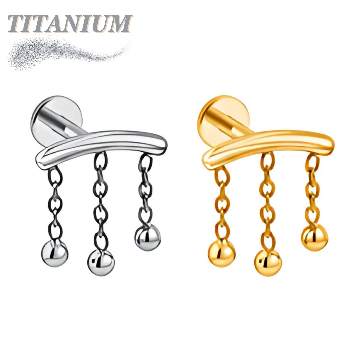 Titanium Hidden Helix 3 Tassel Chain Labret