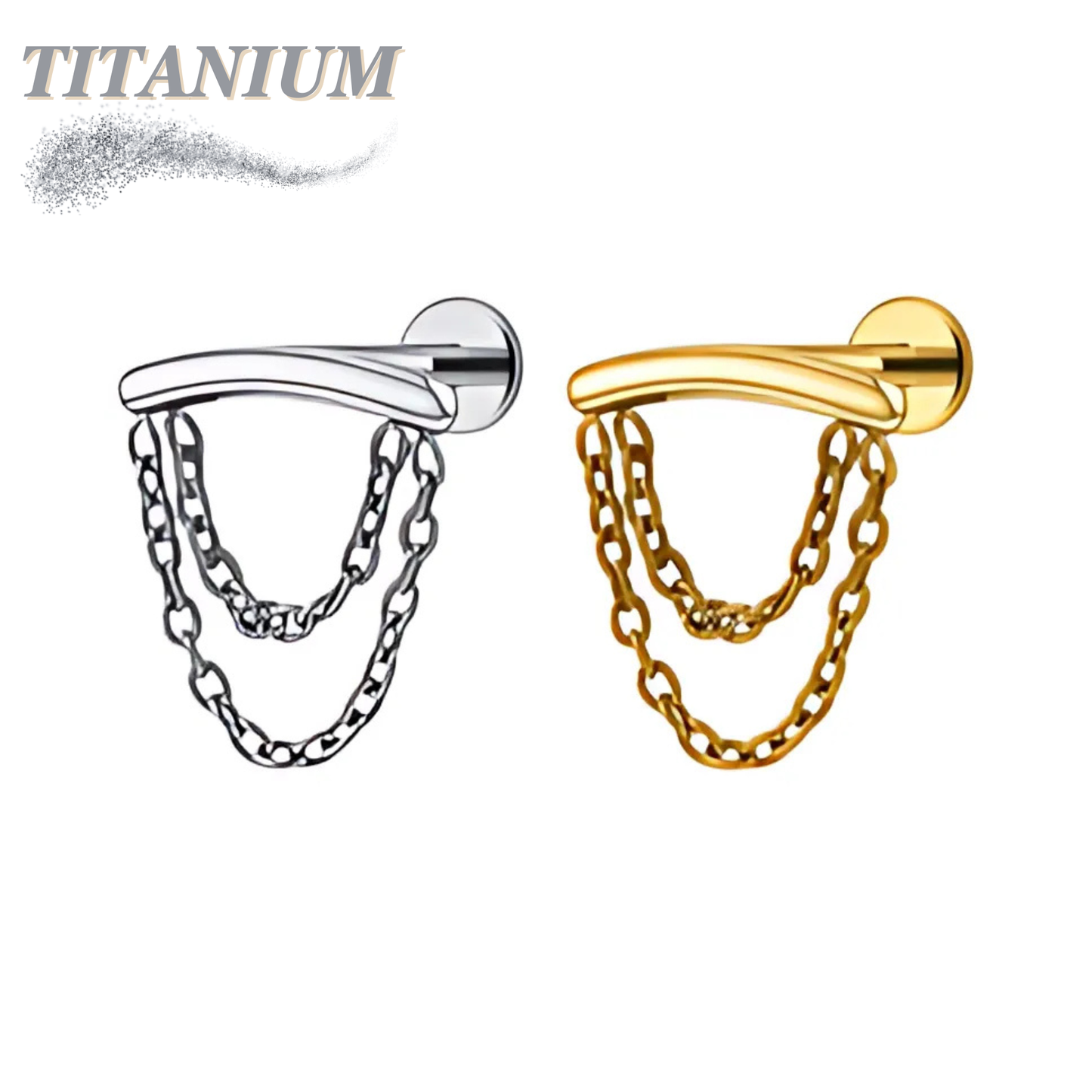 Titanium Hidden Helix Double Chain Drape Labret