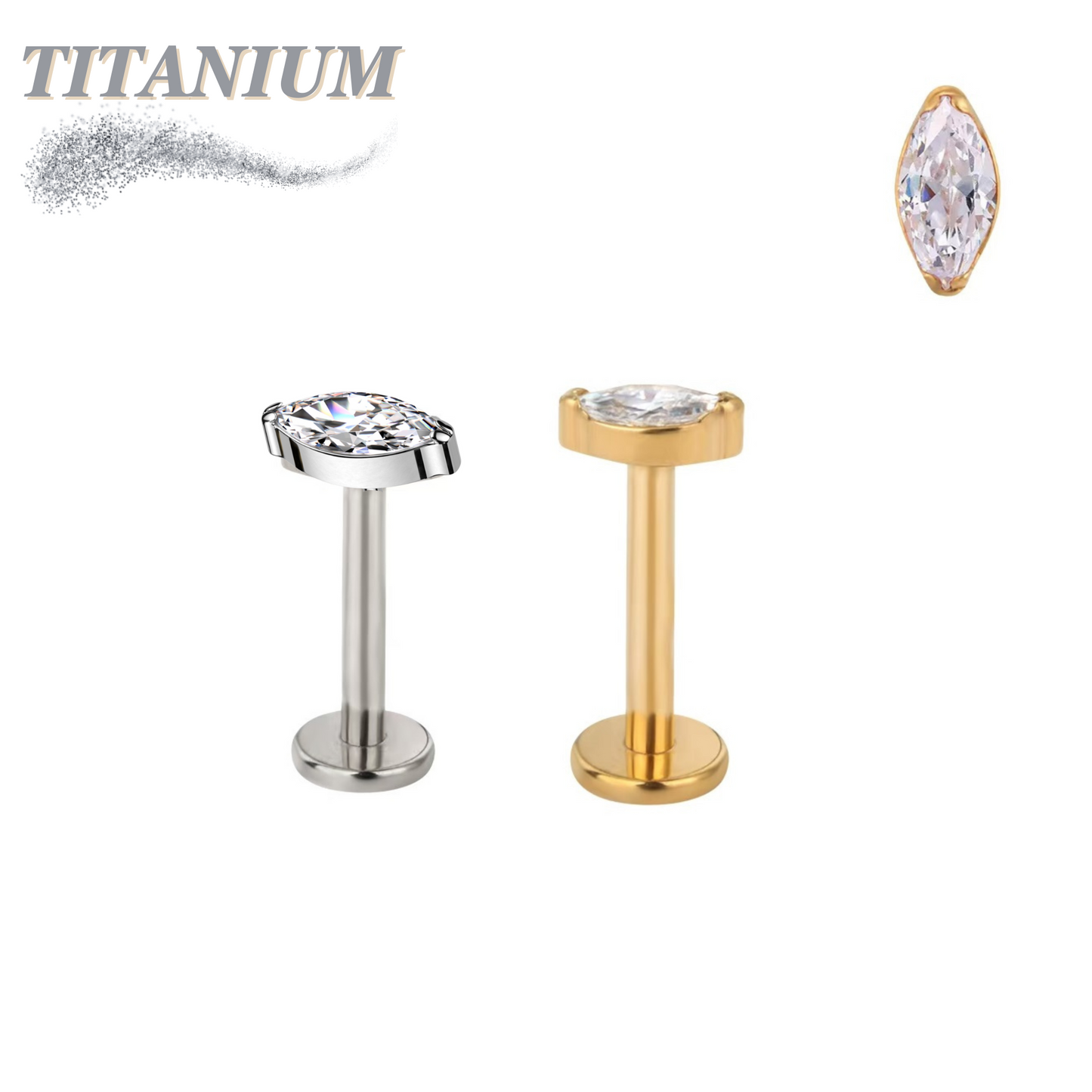 Titanium Internally Threaded Single Marquise Labret