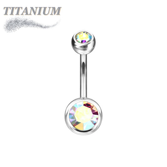 Titanium Double Jewel Internally Threaded Standard Belly Barbells