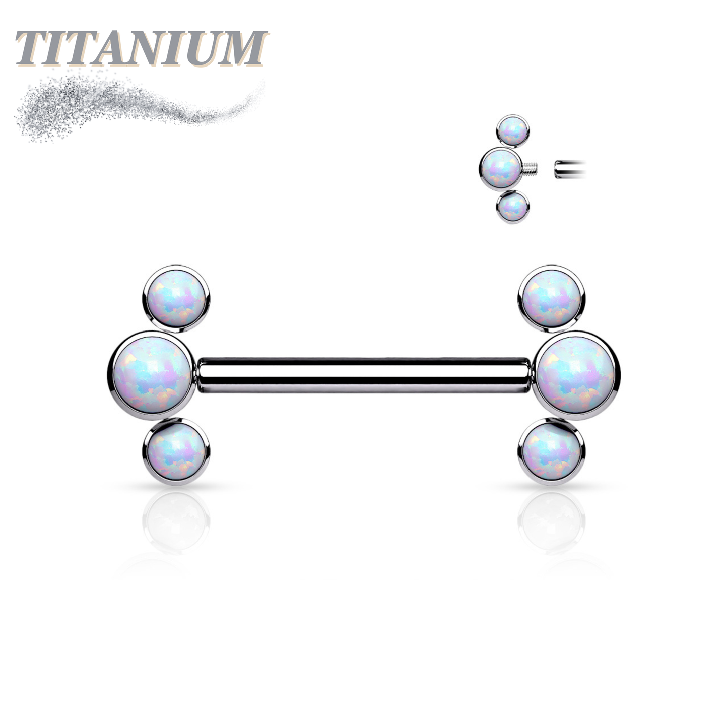 Titanium Opal 3 Curve Ends Forward Face Internal Thread Nipple Bars
