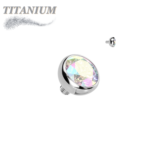 Internally Threaded Titanium CZ Bezel Set Tops