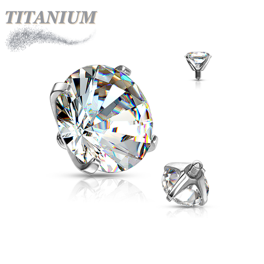 Internally Threaded Titanium Prong Gem Tops
