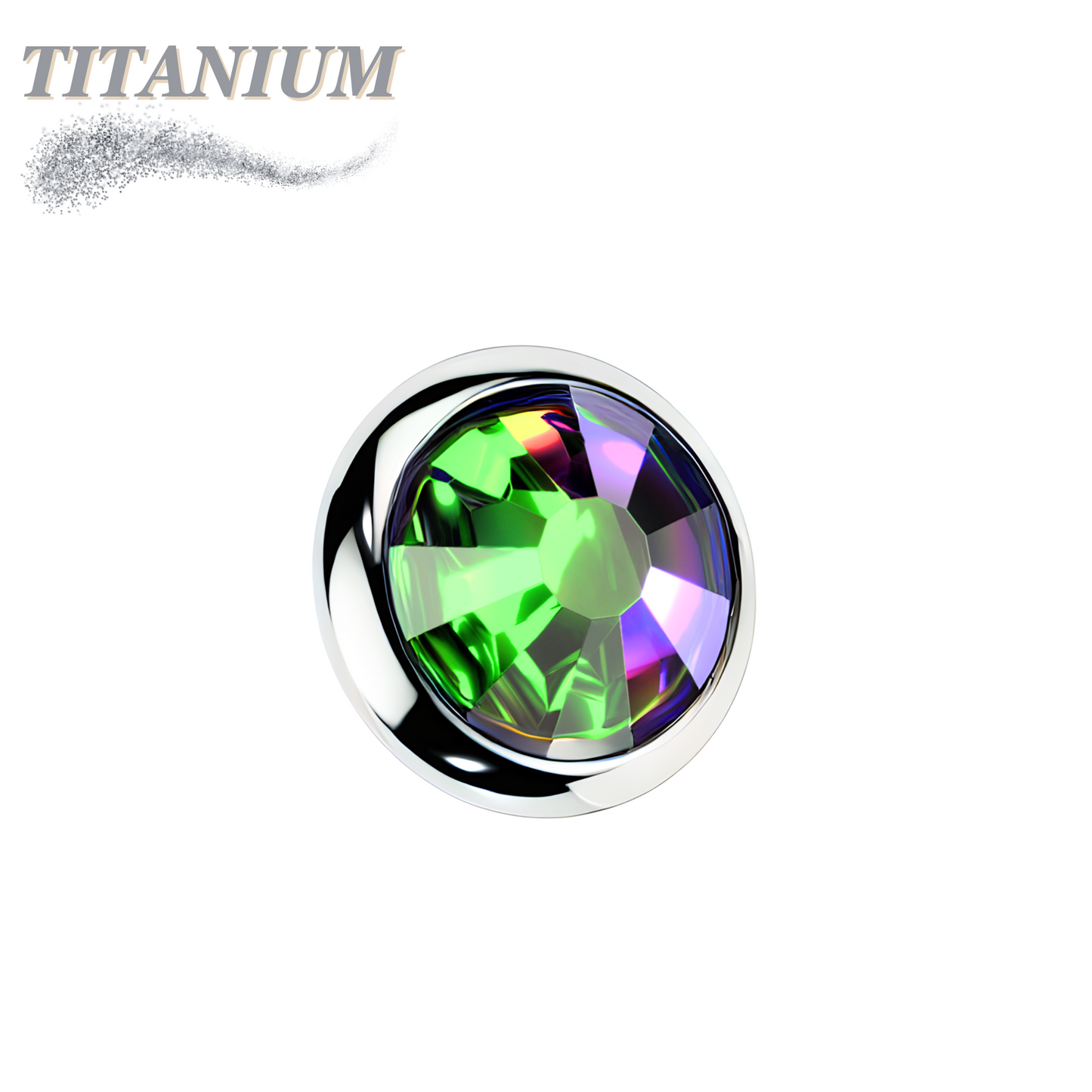 Internally Threaded Titanium Bezel Set Flat Gem Tops for Dermals/Labrets