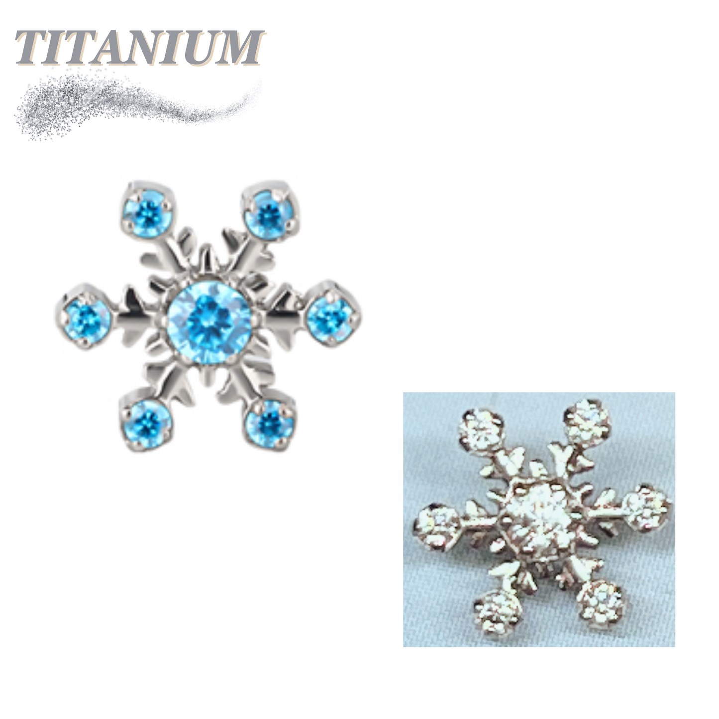 Titanium Internal Thread CZ Snowflake Top Only