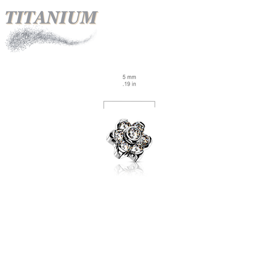 Titanium Internally Threaded CZ Flower Top