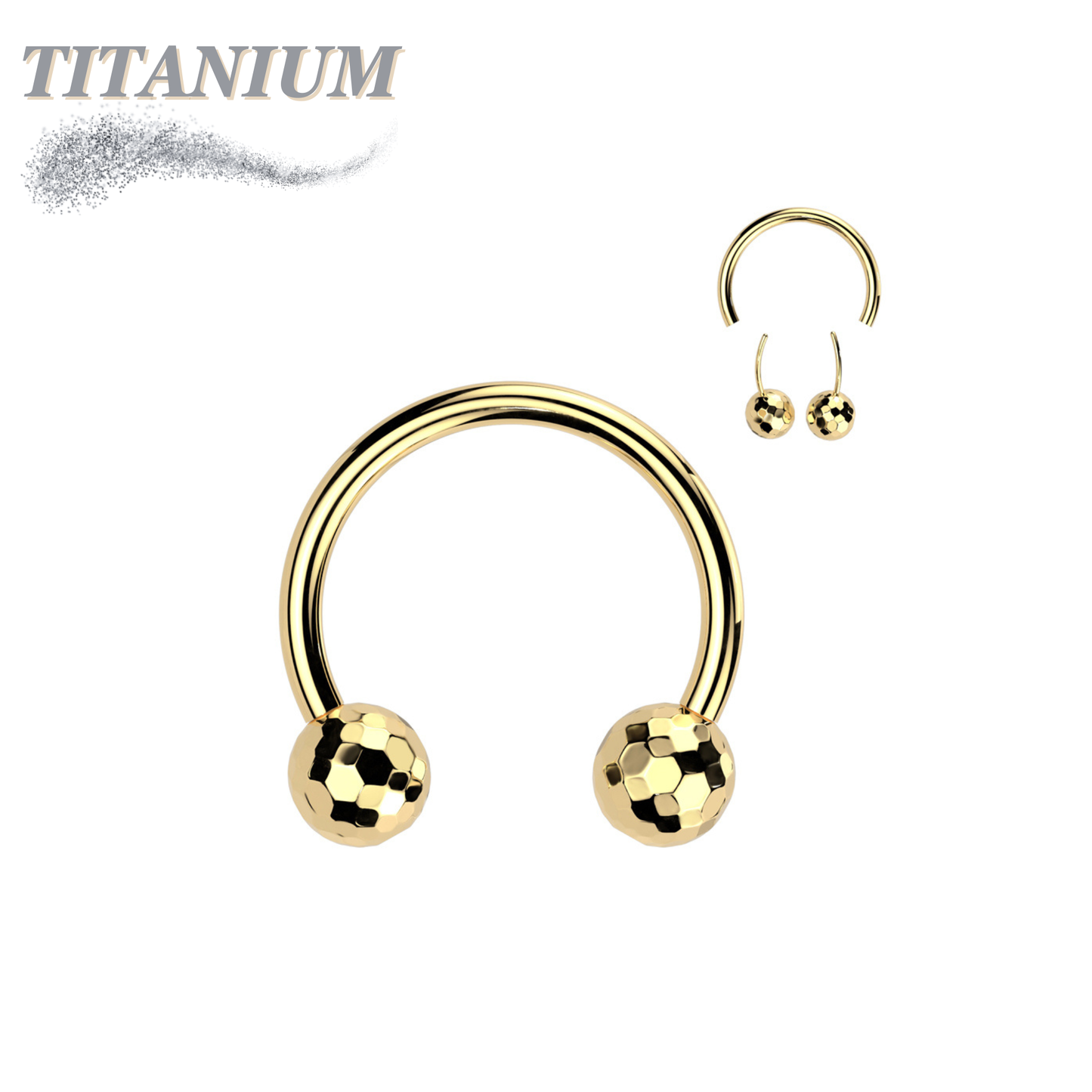 Threadless Titanium Horseshoe with Disco Balls