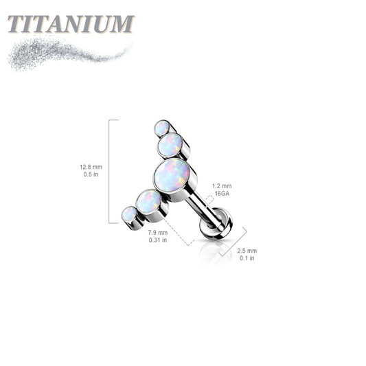 Threadless Pushpin Titanium 5 Opal Curve Labret Combo