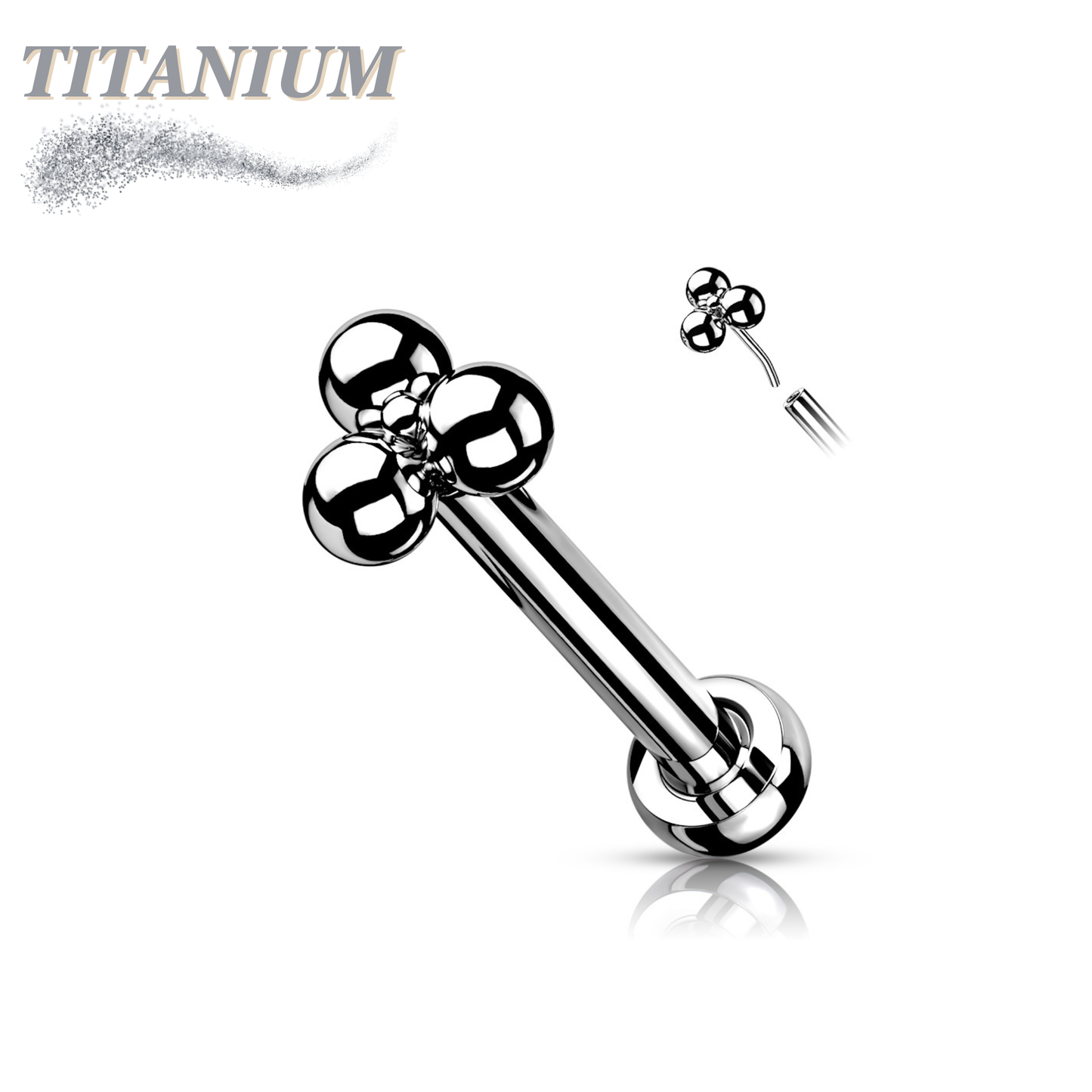 Threadless Pushpin Triangular 3 Ball Cluster Titanium Labret Combo - 2.5mm Base