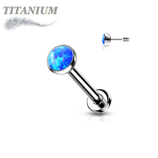Titanium Threadless Bezel Set Flat Opal Labret Combo (2.5mm Base)