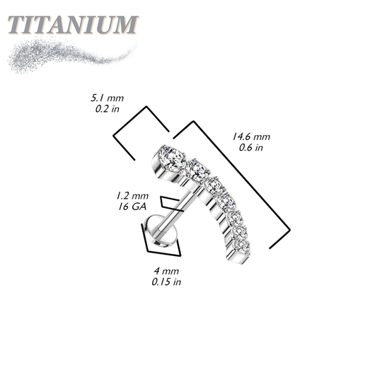 Threadless Titanium Prong Set Descending Curved Labret Combo