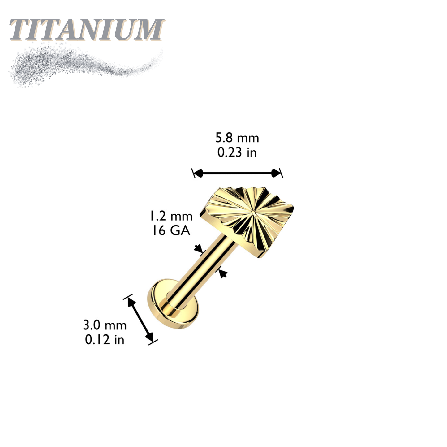 Threadless Titanium Labret Combo with Diamond Shape Ridged Top