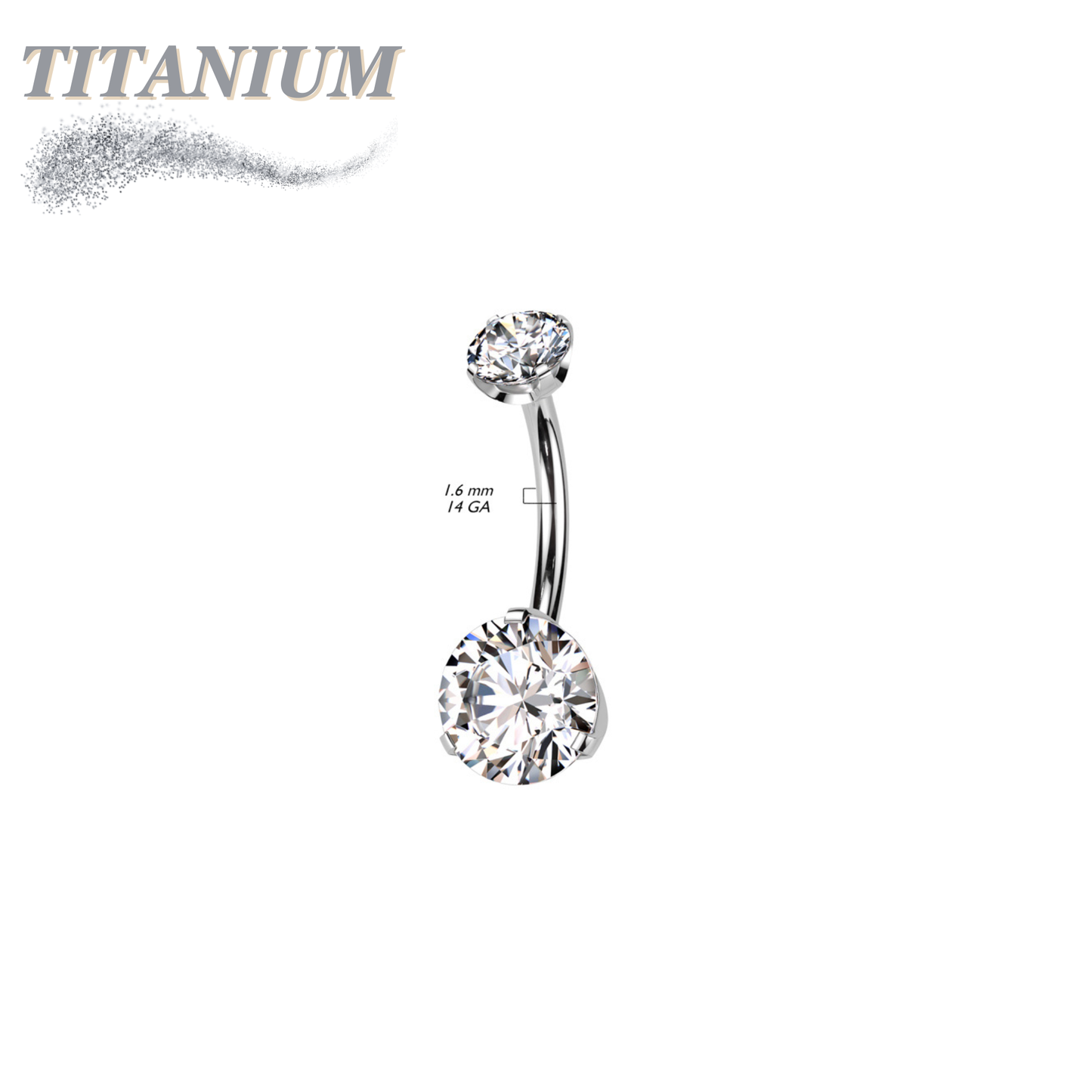 Titanium Threadless Belly Ring with Prong/CNC Claw Set CZ