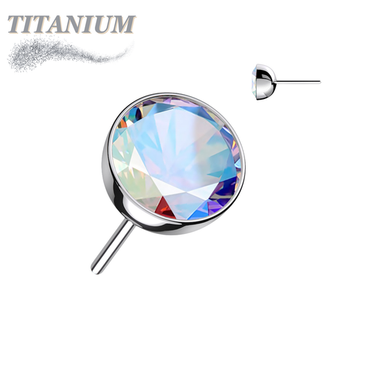 Threadless Zircon Bezel Set Gem Titanium Ball Top Only