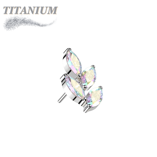 Threadless Titanium CZ Marquise Leaf Top Only