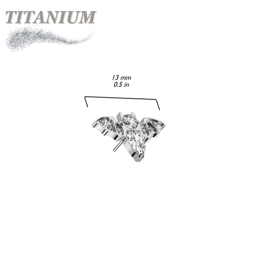 Threadless Titanium CZ Bat Top Only