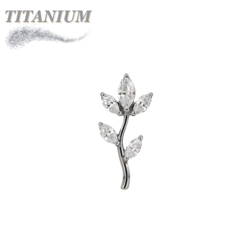 Titanium Threadless CZ Tree Top Only