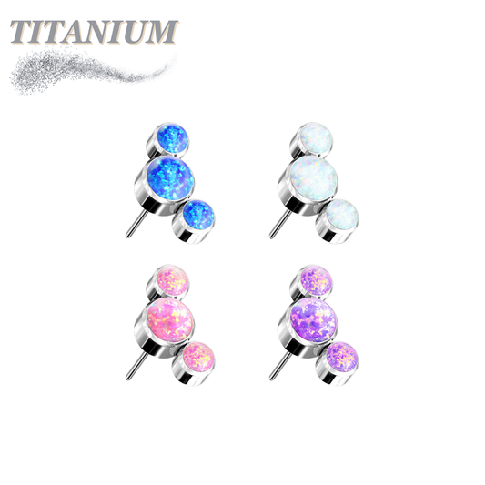 Titanium Threadless 3 Curve Bezel Set Top Only