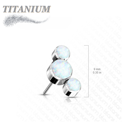 Titanium Threadless Triple Curve 3 Round Opal Top Only