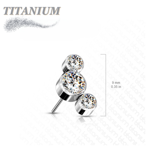 Titanium Threadless 3 Curve Bezel Set Top Only