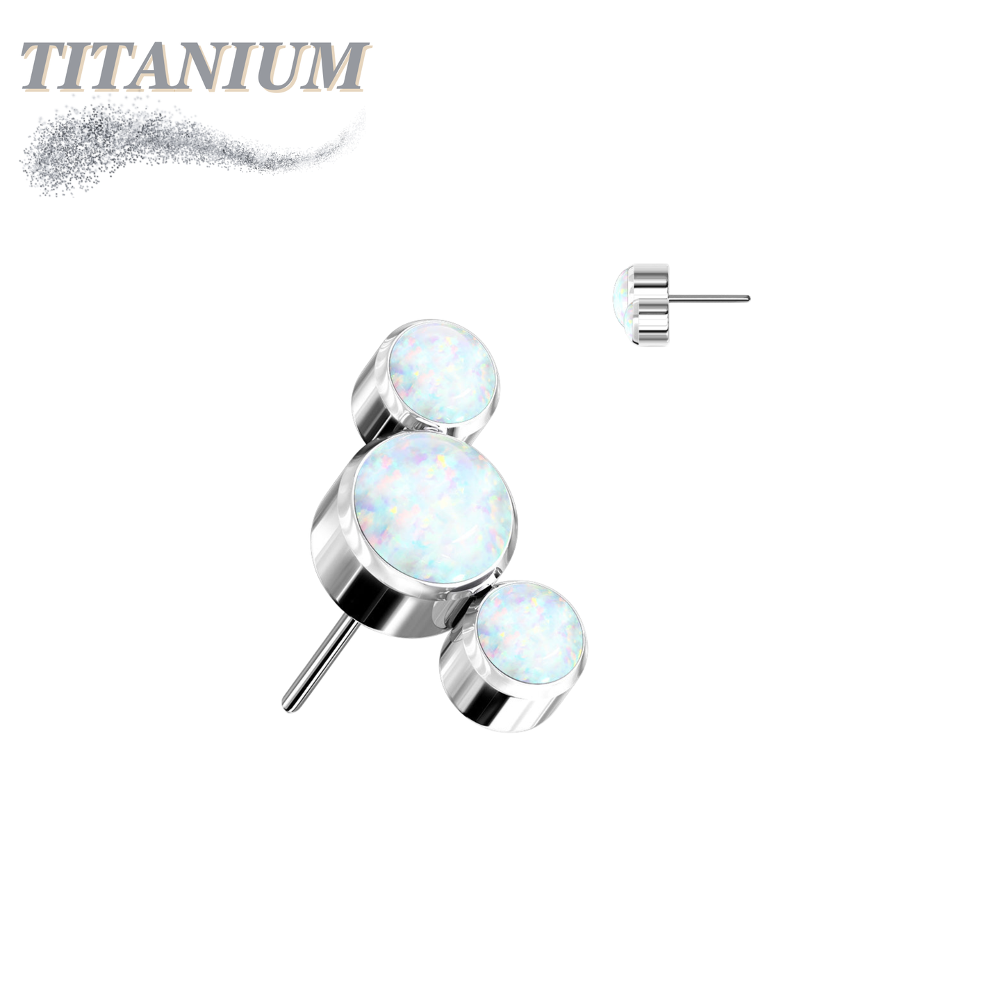 Titanium Threadless Triple Curve 3 Round Opal Top Only