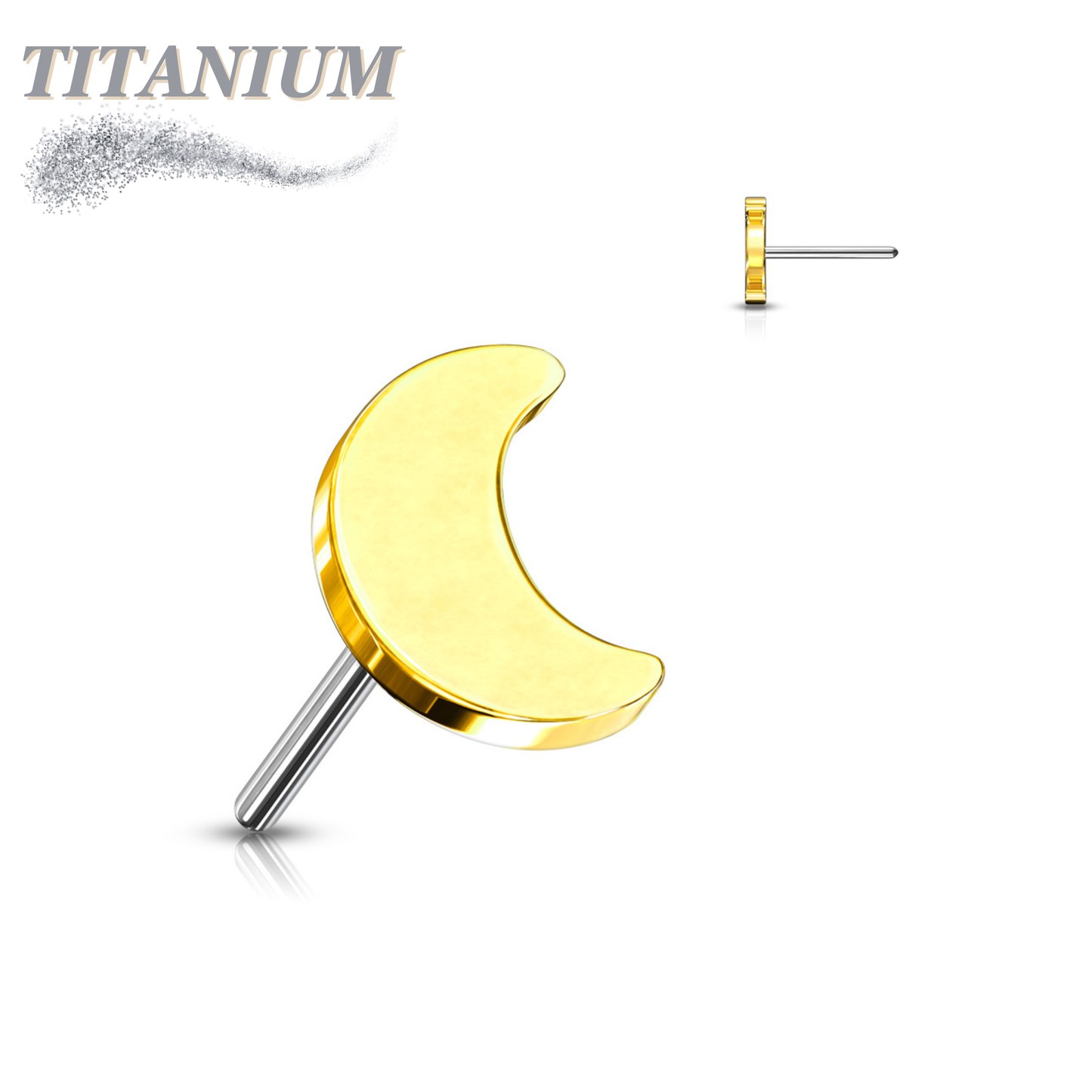 Titanium Threadless 4mm Moon Top Only