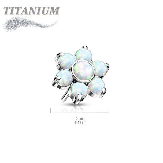 Titanium Threadless Opal Flower Top Only