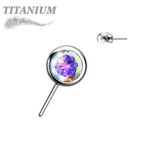 Threadless Front Facing Zircon Bezel Set Gem Top Only (Clearance)