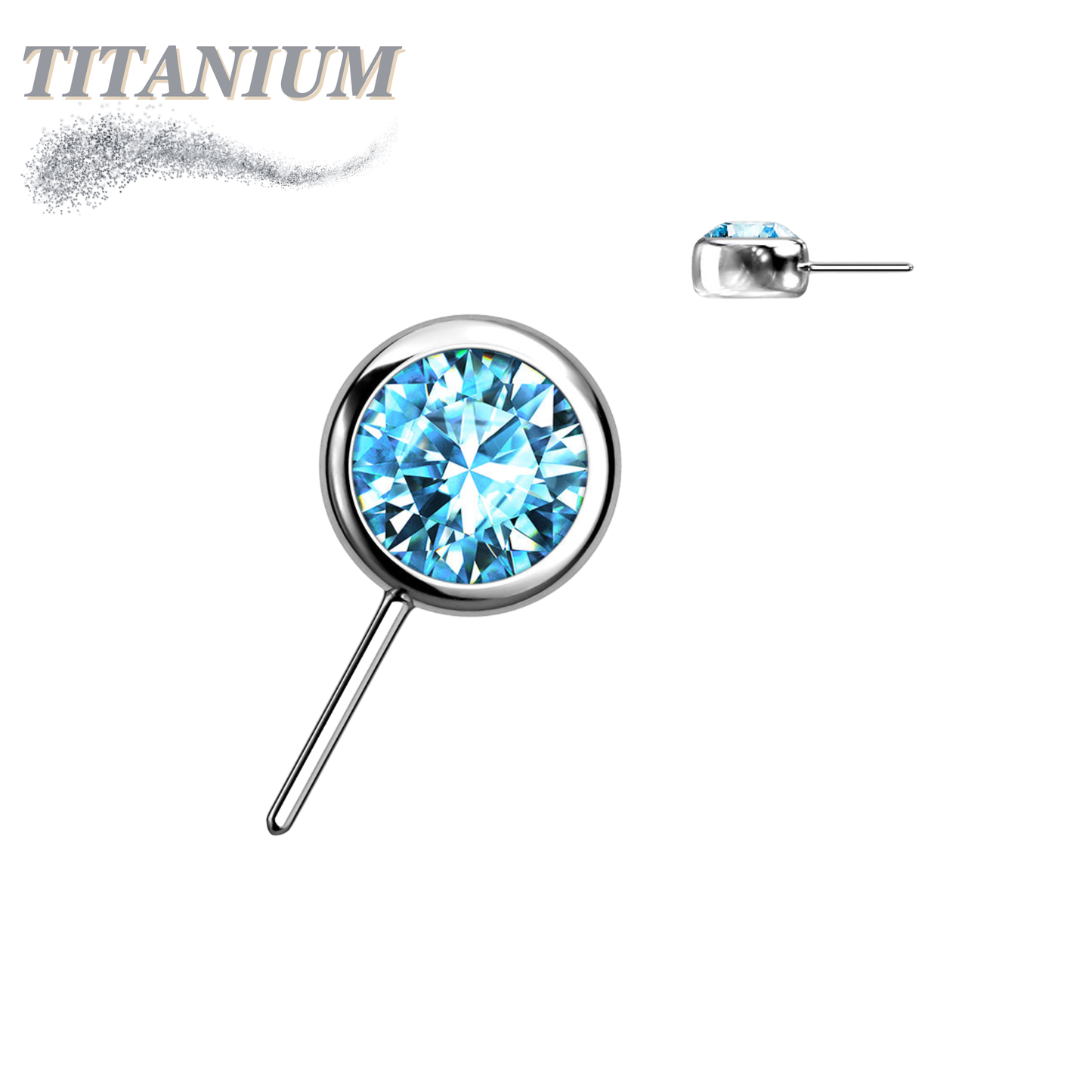 Threadless Front Facing Zircon Bezel Set Gem Top Only (Clearance)