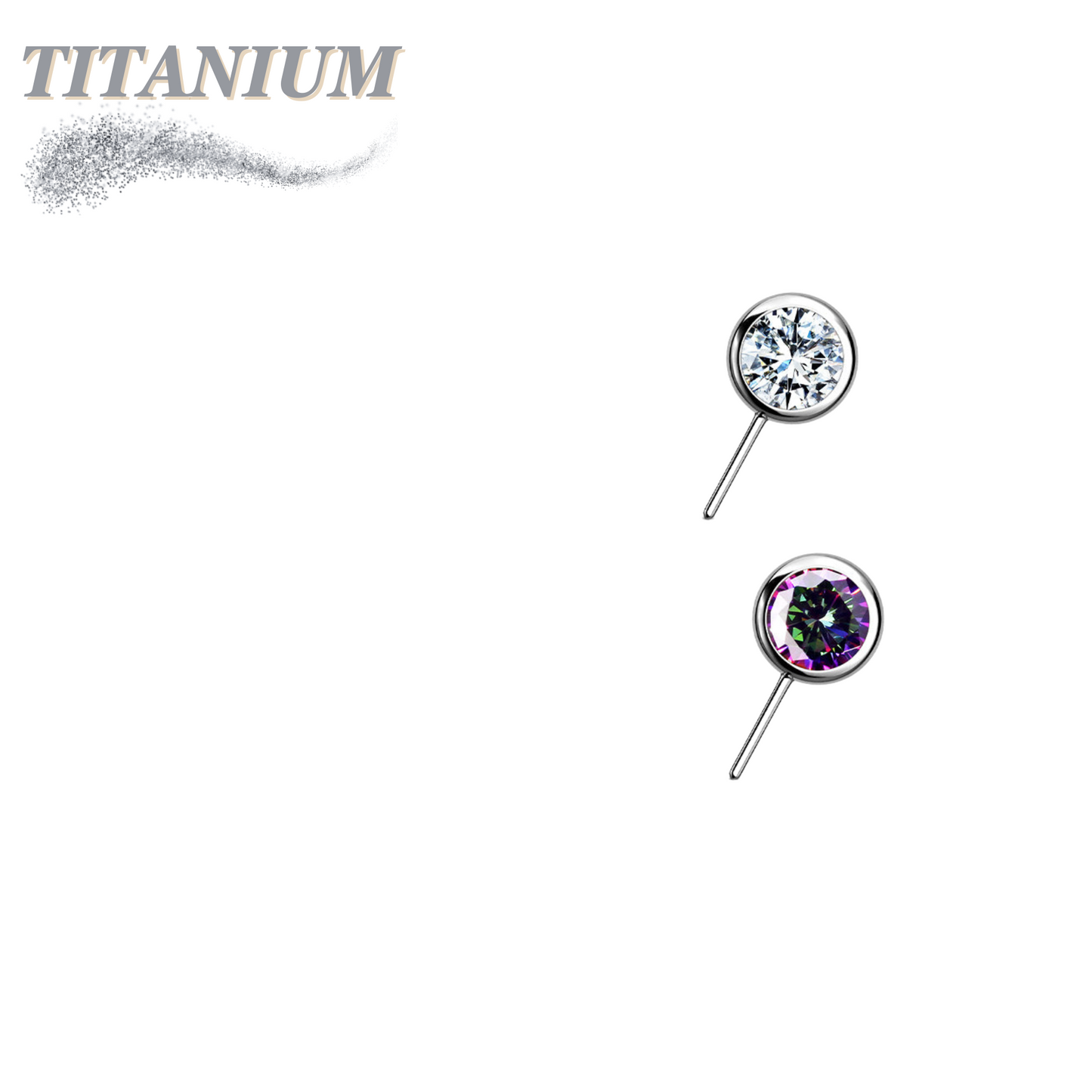 Threadless Front Facing Zircon Bezel Set Gem Top Only (Clearance)