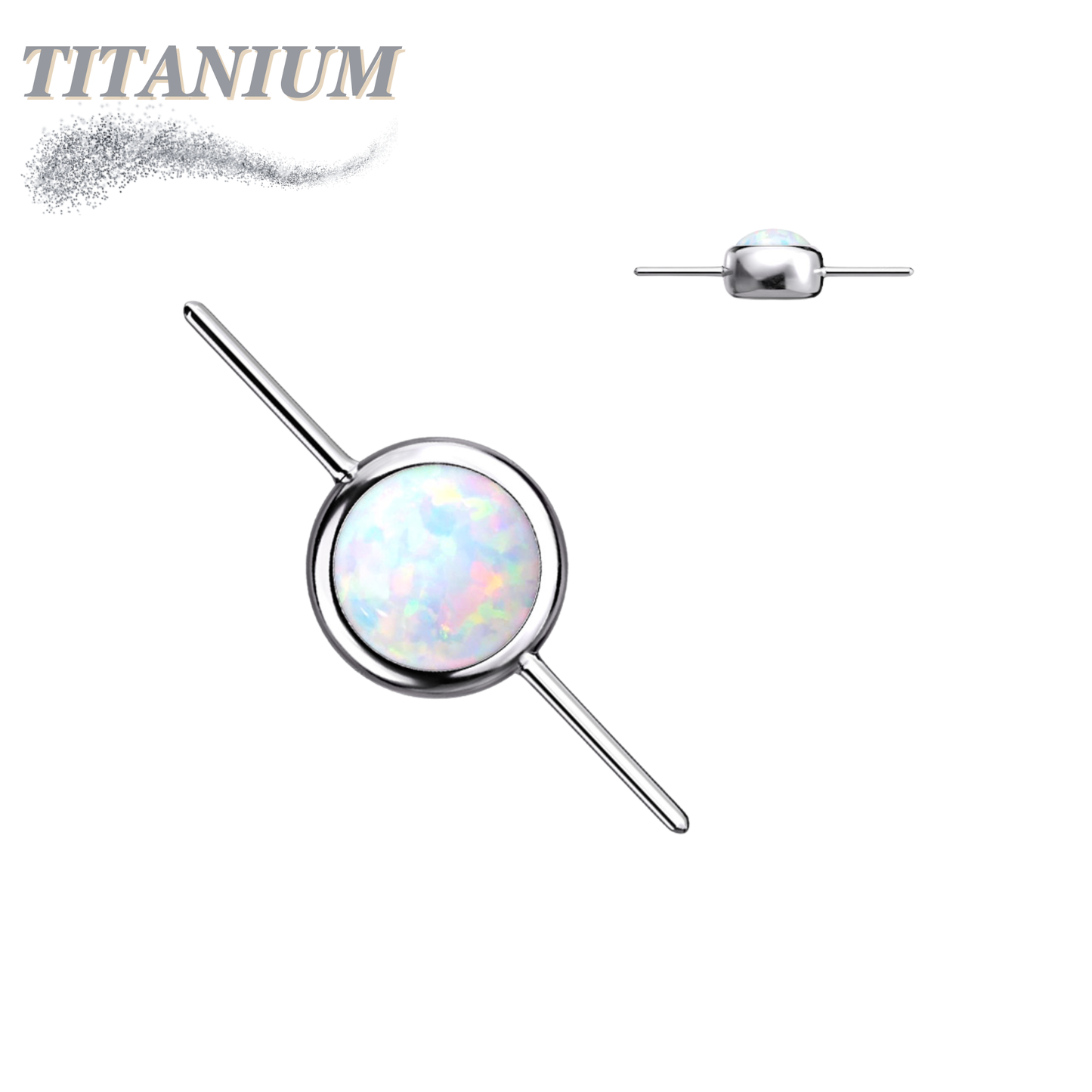 Titanium Threadless Bezel Opal Connector Top Only