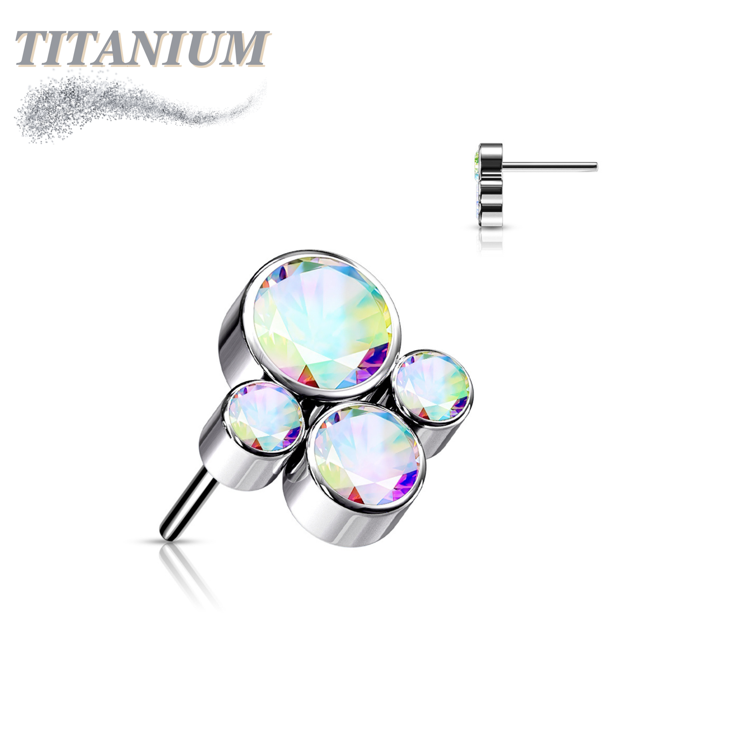 Threadless Titanium 4 Gem Pet Paw Top Only