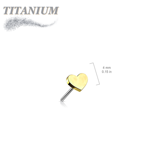 Titanium Threadless 4mm Heart Top Only