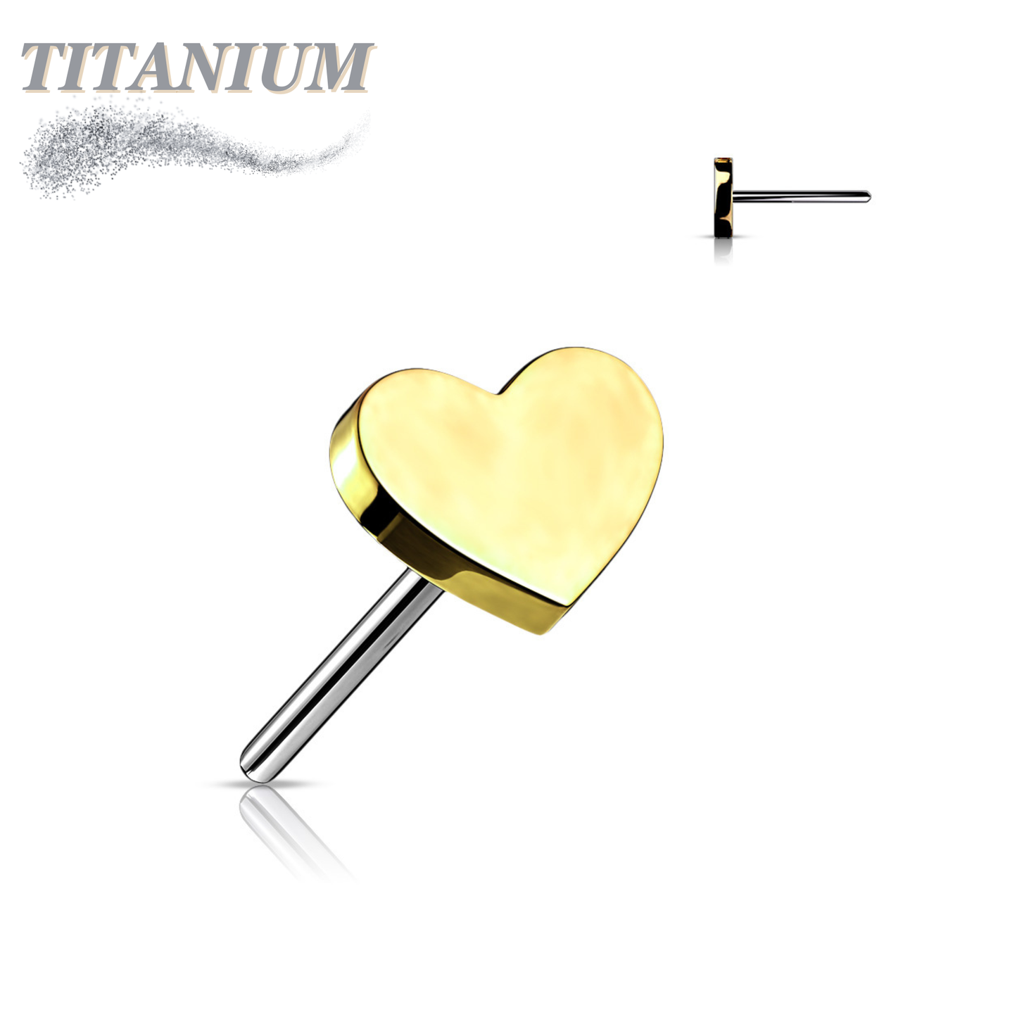 Titanium Threadless 4mm Heart Top Only