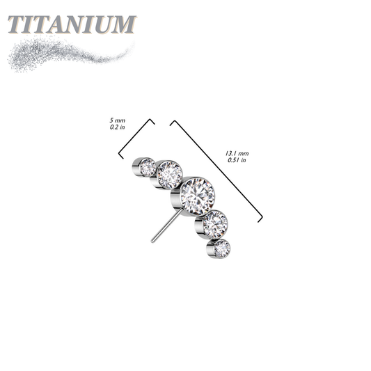 Threadless Titanium 5 Gem Curve Bezel Top Only