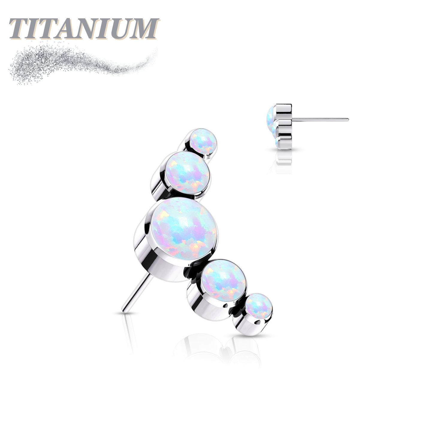 Threadless Titanium Curve 5 Round Opal Bezels Top Only