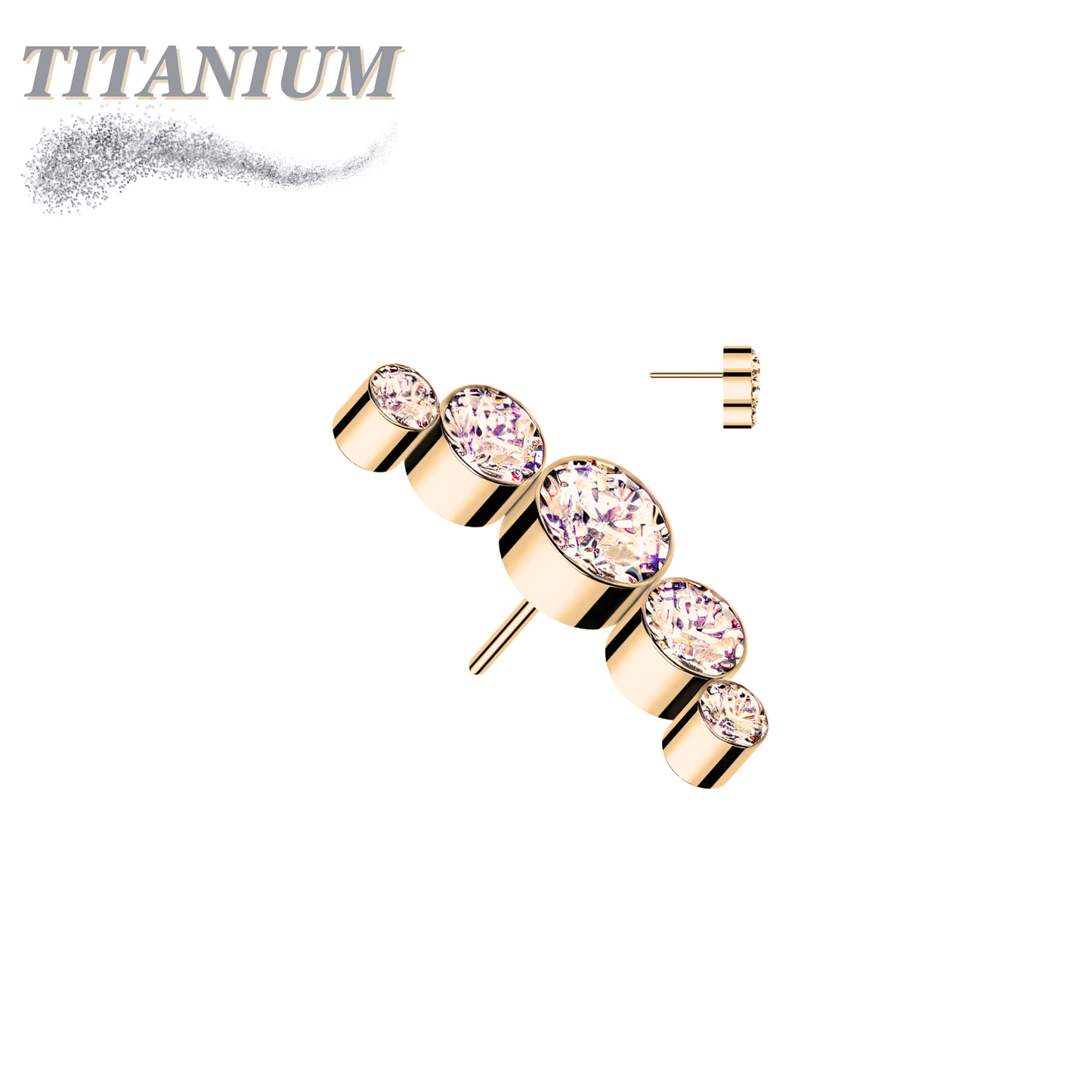 Threadless Titanium 5 Gem Curve Bezel Top Only