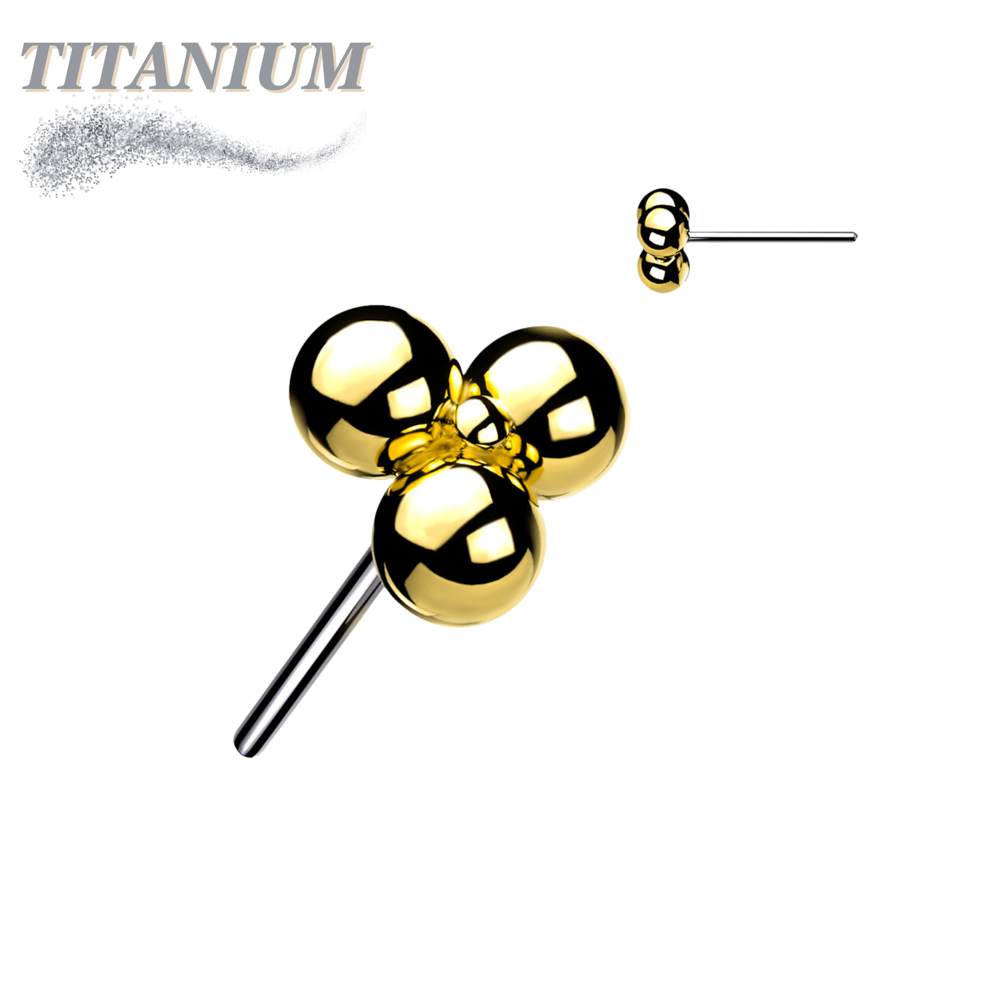 Threadless Titanium Triangular 3 Ball Cluster Top Only