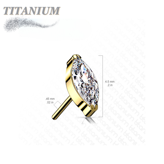 Threadless Titanium Single Marquise CZ or Opal Top Only