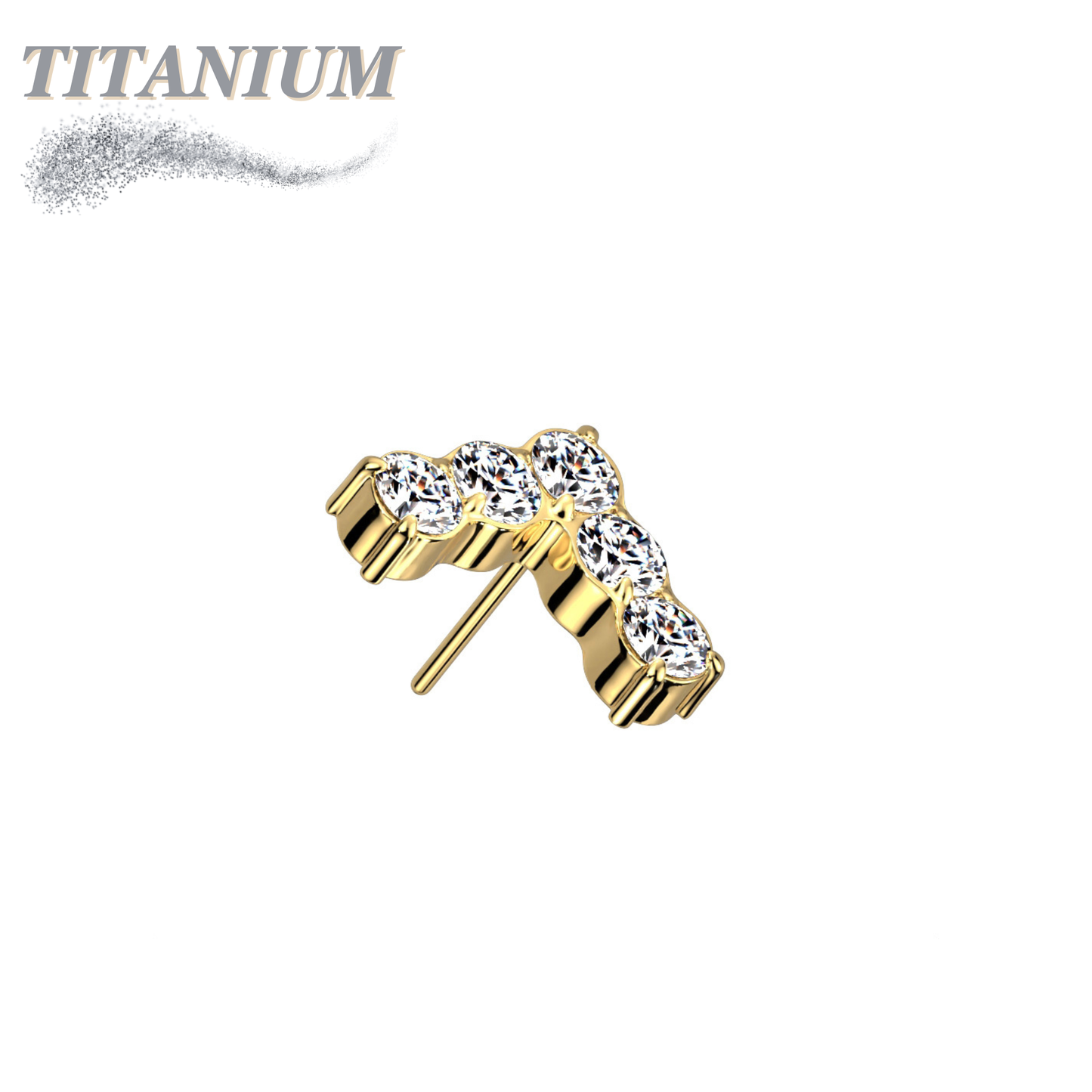 Threadless Titanium CNC Set CZ Chevron Top Only