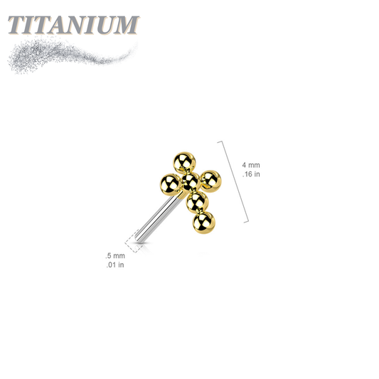 Titanium Threadless Beaded Ball Cross Top Only