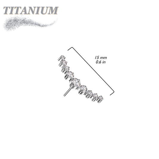 Threadless Titanium 9 CZ Curved Top Only