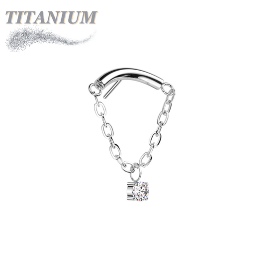 Threadless Titanium Hidden Helix CZ Single Chain Drape Top Only