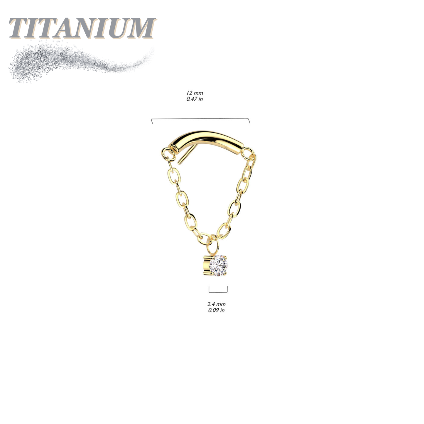 Threadless Titanium Hidden Helix CZ Single Chain Drape Top Only