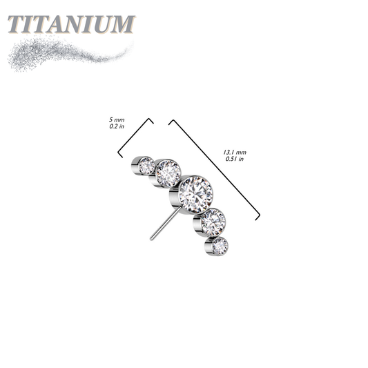 Threadless Front Facing 5 CZ Bezel Curve Top Only