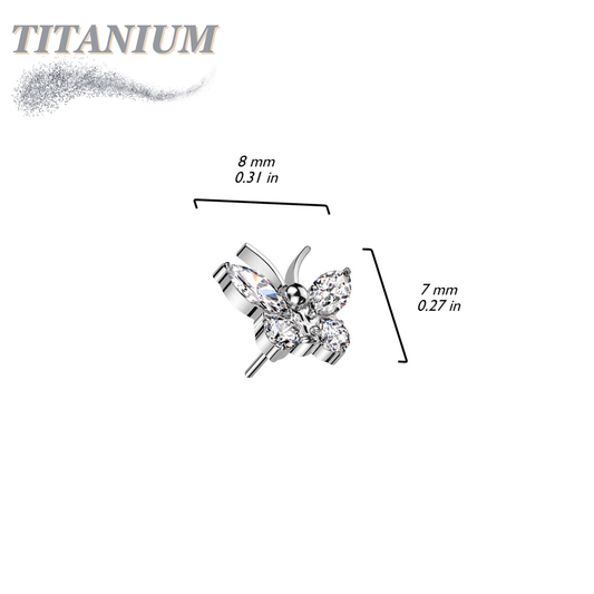 Threadless Titanium CZ Butterfly Top Only